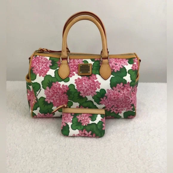 Dooney & Bourke Geraniums Satchel Bag EUC - Picture 1 of 15